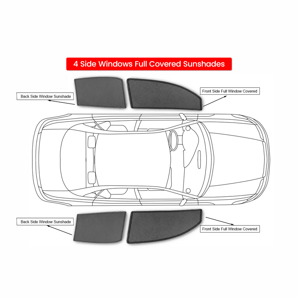 4 Window Covered UV Protected Sunshades